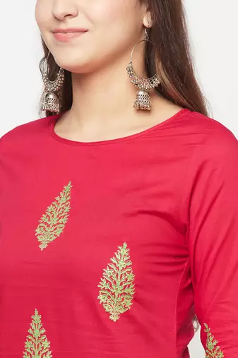 cotton block print straight kurta,fuchsia,(s,m,l,xl,2xl,3xl)