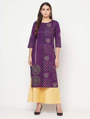 cotton foil print straight kurta,purple,(s,m,l,xl,2xl,3xl) 1
