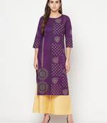 cotton foil print straight kurta,purple,(s,m,l,xl,2xl,3xl)