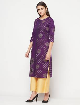 cotton foil print straight kurta,purple,(s,m,l,xl,2xl,3xl) 2