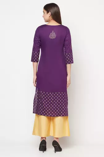 cotton foil print straight kurta,purple,(s,m,l,xl,2xl,3xl)