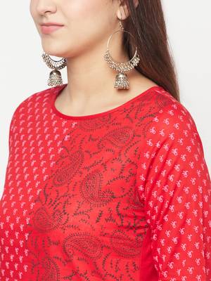 cotton block print straight kurta,red,(s,m,l,xl,2xl,3xl) 5