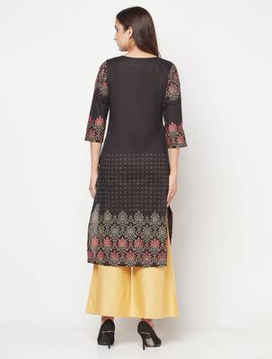 cotton block print straight kurta,black,(s,m,l,xl,2xl,3xl) 4