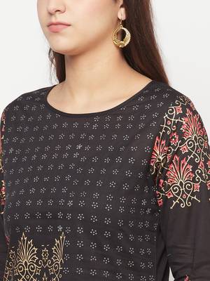 cotton block print straight kurta,black,(s,m,l,xl,2xl,3xl) 5