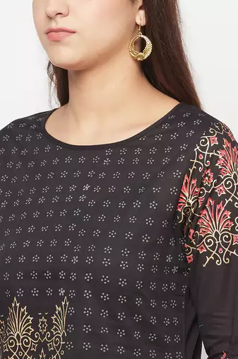 cotton block print straight kurta,black,(s,m,l,xl,2xl,3xl)