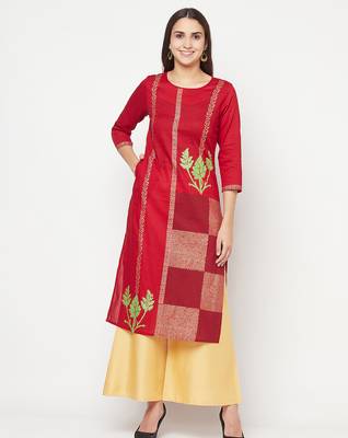 cotton foil print straight kurta,maroon,(s,m,l,xl,2xl,3xl) 1