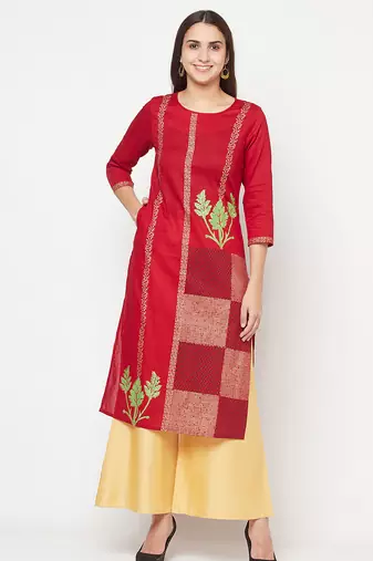 cotton foil print straight kurta,maroon,(s,m,l,xl,2xl,3xl)