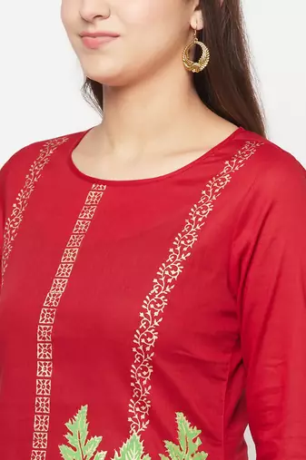 cotton foil print straight kurta,maroon,(s,m,l,xl,2xl,3xl)