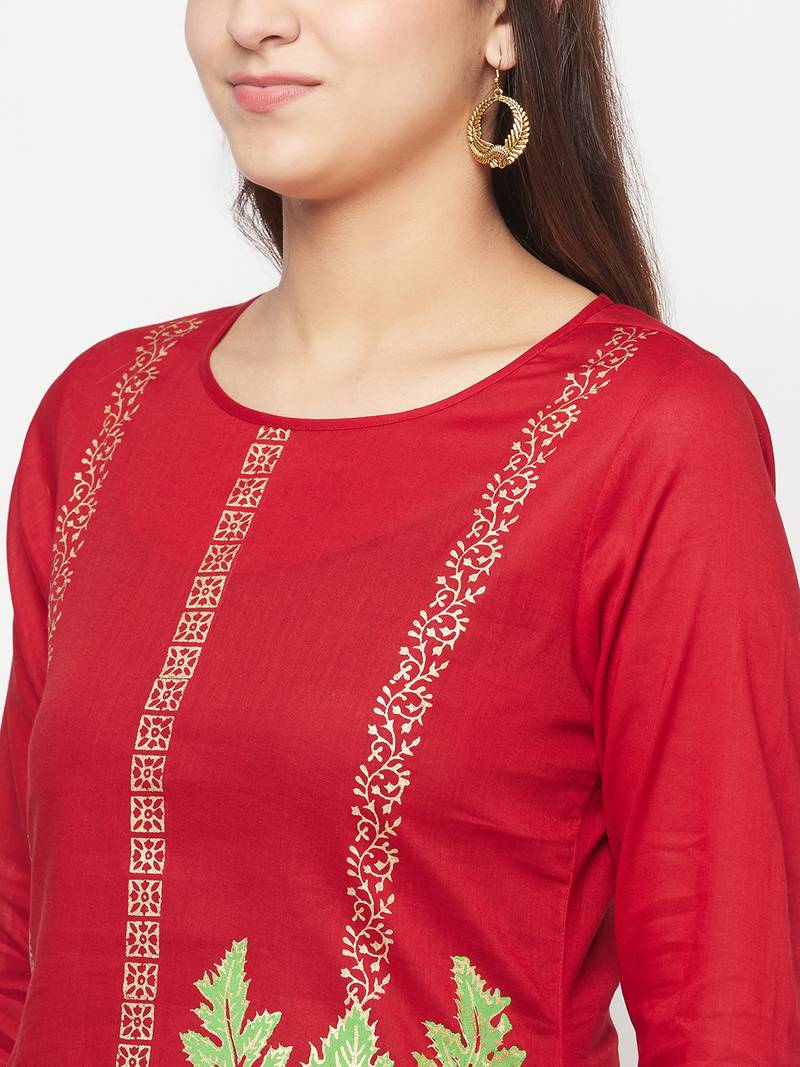 cotton foil print straight kurta,maroon,(s,m,l,xl,2xl,3xl)