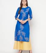 cotton foil print straight kurta,royal blue,(s,m,l,xl,2xl,3xl)