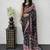 Black Color Mirror Work Satin Saree