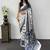 Blue Color Mirror Work Satin Saree
