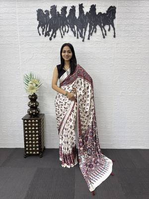 Maroon Color Mirror Work Satin Saree 2