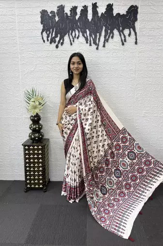 Maroon Color Mirror Work Satin Saree