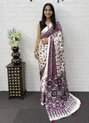 Multi Color Mirror Work Satin Saree 1