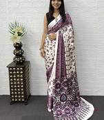 Multi Color Mirror Work Satin Saree