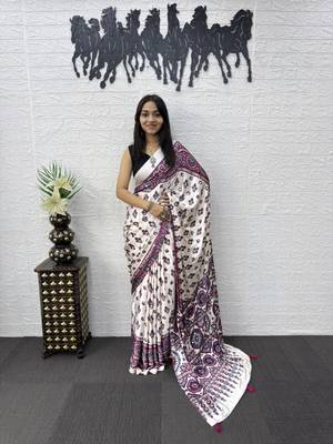 Multi Color Mirror Work Satin Saree 2