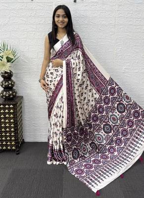 Multi Color Mirror Work Satin Saree 3