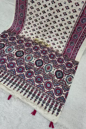 Multi Color Mirror Work Satin Saree