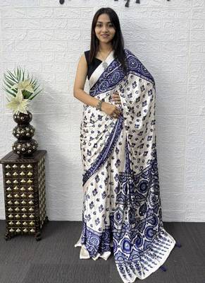 Purple Color Mirror Work Satin Saree 2