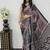 Black Color Mirror Work Satin Saree