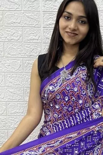 Purple Color Mirror Work Satin Saree