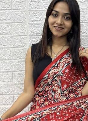 Red Color Mirror Work Satin Saree 3