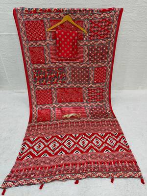 Red Color Mirror Work Satin Saree 5