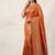 Orange Color Meenakari Bird Figure Weaving And Dubbal Jari Weaving Bird Figure Strip Crepe Georgette Saree