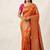 Orange Color Meenakari Bird Figure Weaving And Dubbal Jari Weaving Bird Figure Strip Crepe Georgette Saree