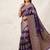 Purple Color Meenakari Bird Figure Weaving And Dubbal Jari Weaving Bird Figure Strip Crepe Georgette Saree