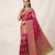 Rani Pink Color Meenakari Bird Figure Weaving And Dubbal Jari Weaving Bird Figure Strip Crepe Georgette Saree