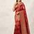 Red Color Meenakari Bird Figure Weaving And Dubbal Jari Weaving Bird Figure Strip Crepe Georgette Saree