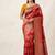 Red Color Meenakari Bird Figure Weaving And Dubbal Jari Weaving Bird Figure Strip Crepe Georgette Saree