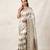 White Color Meenakari Bird Figure Weaving And Dubbal Jari Weaving Bird Figure Strip Crepe Georgette Saree