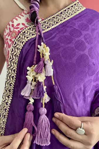 purple handmade mother of pearls parandi