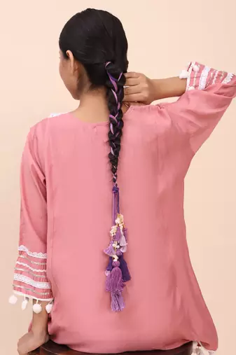 purple handmade mother of pearls parandi