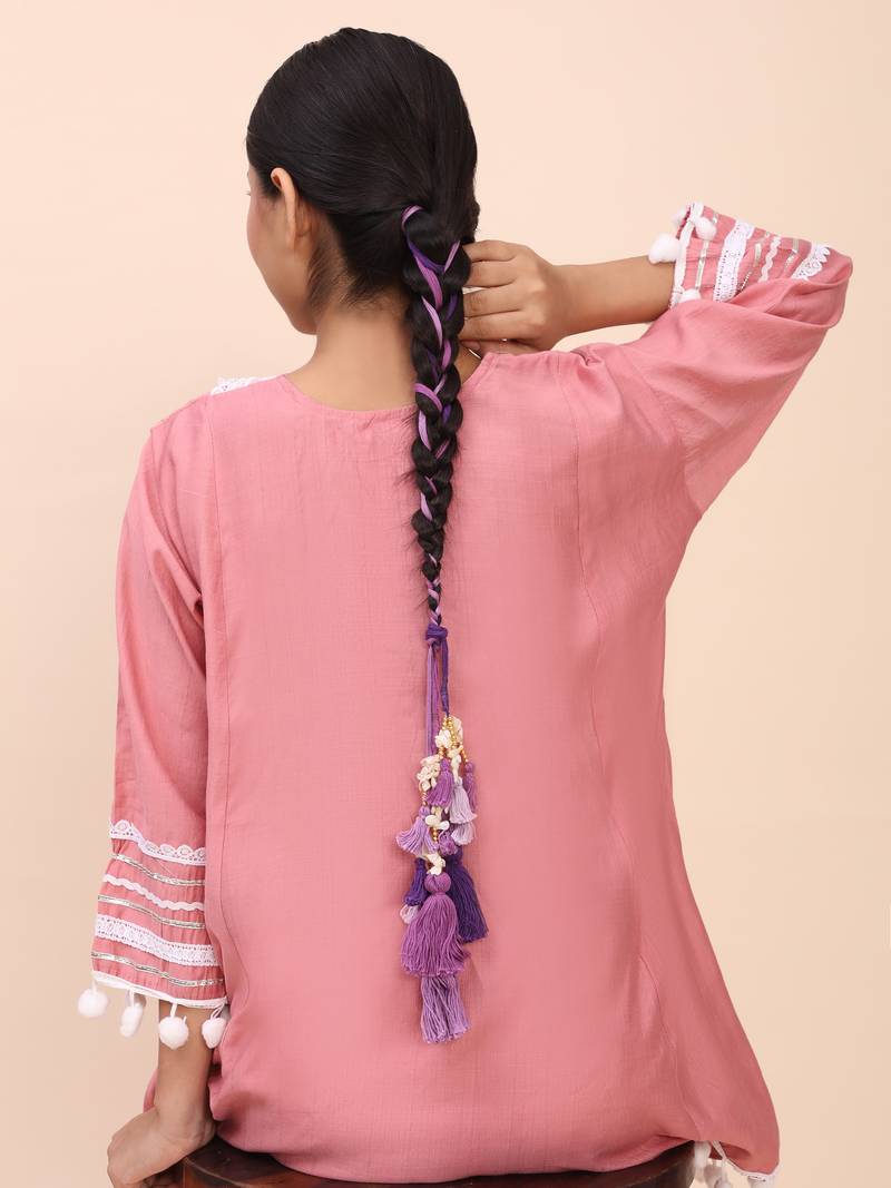 purple handmade mother of pearls parandi
