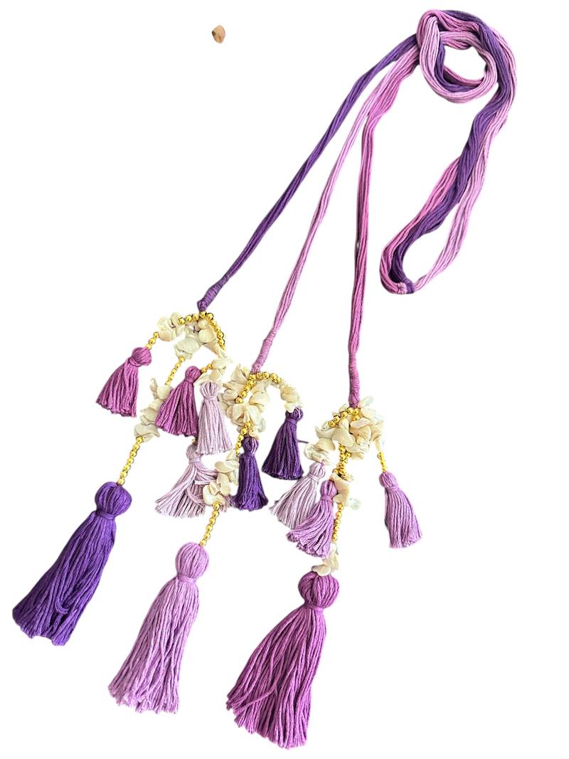 purple handmade mother of pearls parandi