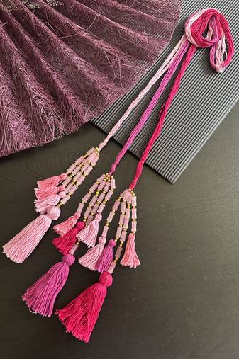 pink handmade beaded parandi