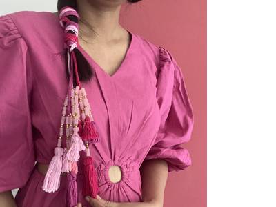 pink handmade beaded parandi 2