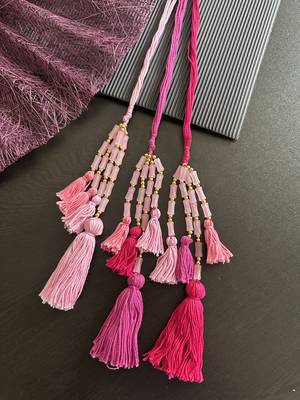 pink handmade beaded parandi 3