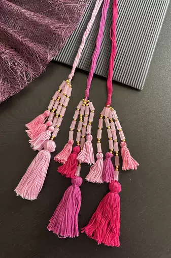 pink handmade beaded parandi
