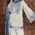 Off white satin rayon embroidered top with farshi palazzo & printed dupatta set