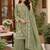 Green georgette embroidered palazzo suit set with dupatta
