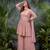 Pink premium chinon sharara suit set with border dupatta