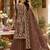 Brown georgette embroidered palazzo suit set with dupatta