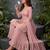 Pink premium chinon sharara suit set with border dupatta