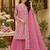 Pink georgette embroidered palazzo suit set with dupatta