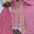 Pink georgette embroidered palazzo suit set with dupatta